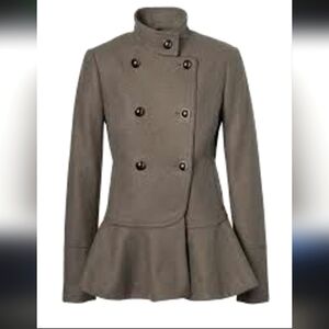 Italian Melton Wool Blend Peplum Hem Coat